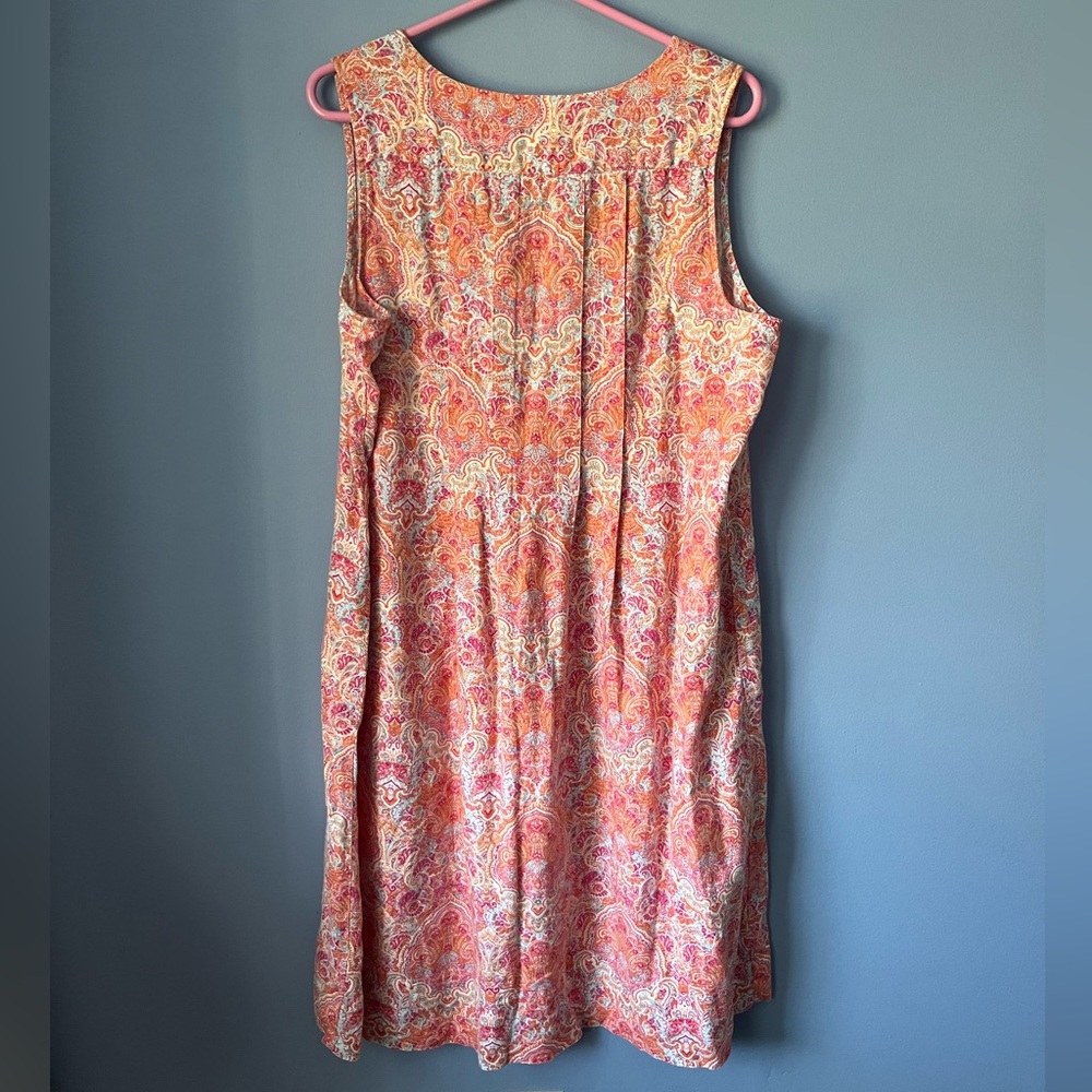 J Jill Love Linen Sleeveless Paisley Midi Dress Size LP - Picture 3 of 7